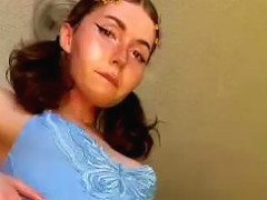 Teen Shemale On Blue Dress Dripping Semen